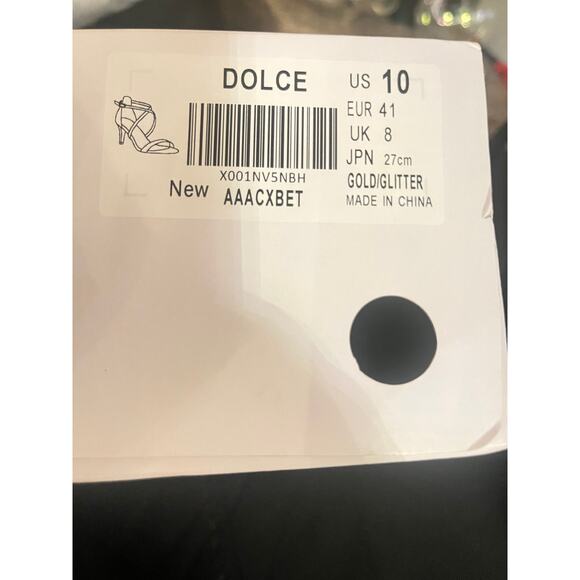 Dream Paris Gold and Glitter Open Toe Ankle Straps Women's Heels Size 10.. - Picture 8 of 8